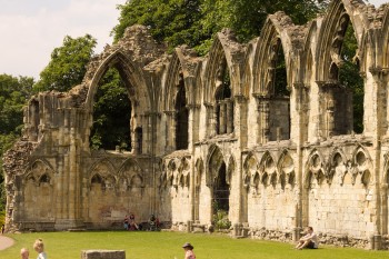 The remains of the abbey in the sunshine