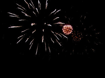 Fireworks bursting one after another