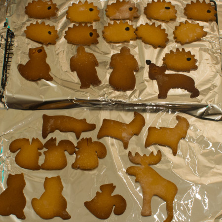 Baked especially for Heather, gingerbread hedgehogs and a range of other creatures
