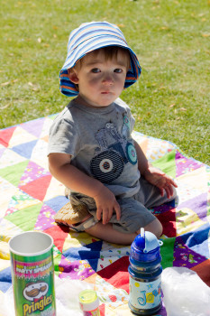 Joseph looks disgrunteled that others have more picnic than him