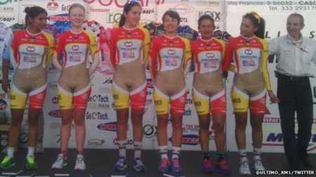 A Columbian women's cycling team (un-censored)