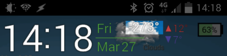 Screenshot of phone showing current temperature to be -273 C
