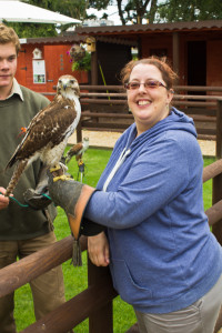 Heather with the friendly buzzard